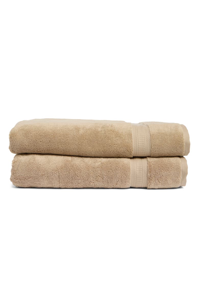 NORDSTROM RACK Zero Twist 2-Pack Cotton Bath Towels, Main, color, Tan Thread