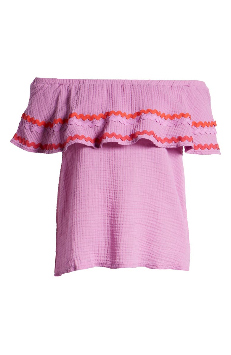 GIBSONLOOK Gibson x Hi Sugarplum! Santa Fe Rickrack Off the Shoulder Top, Alternate, color, 