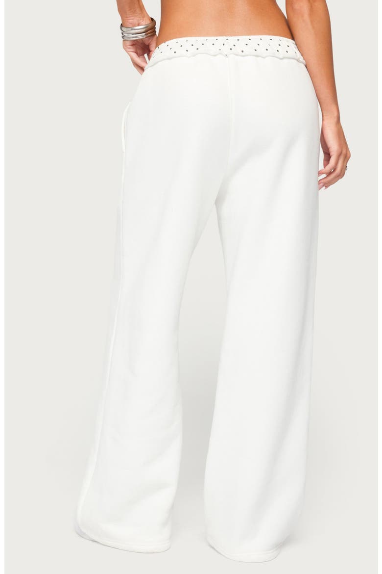 Deila Polka Dot Sweatpants, Alternate, color, WHITE