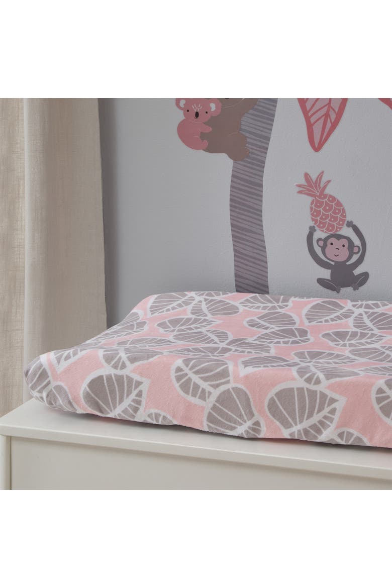 Calypso Leaf Print Baby Changing Pad Cover, Alternate, color, Pink