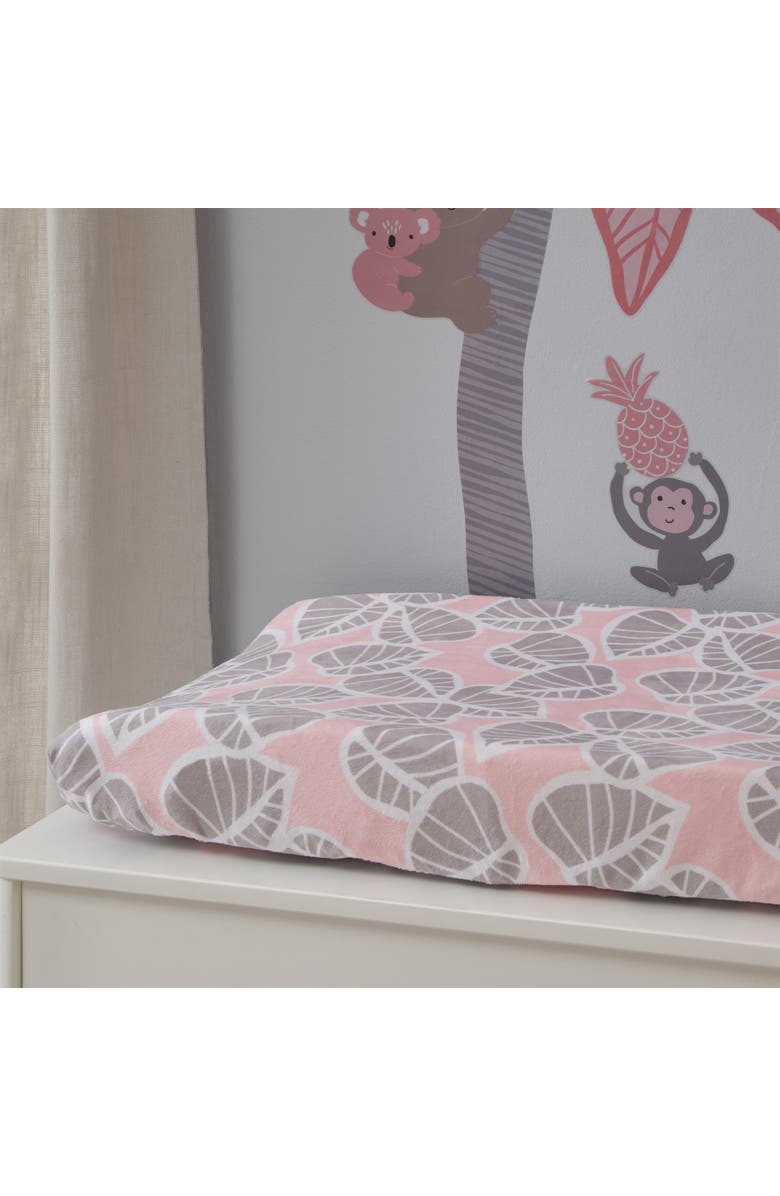 Lambs & Ivy Calypso Leaf Print Baby Changing Pad Cover, Alternate, color, Pink