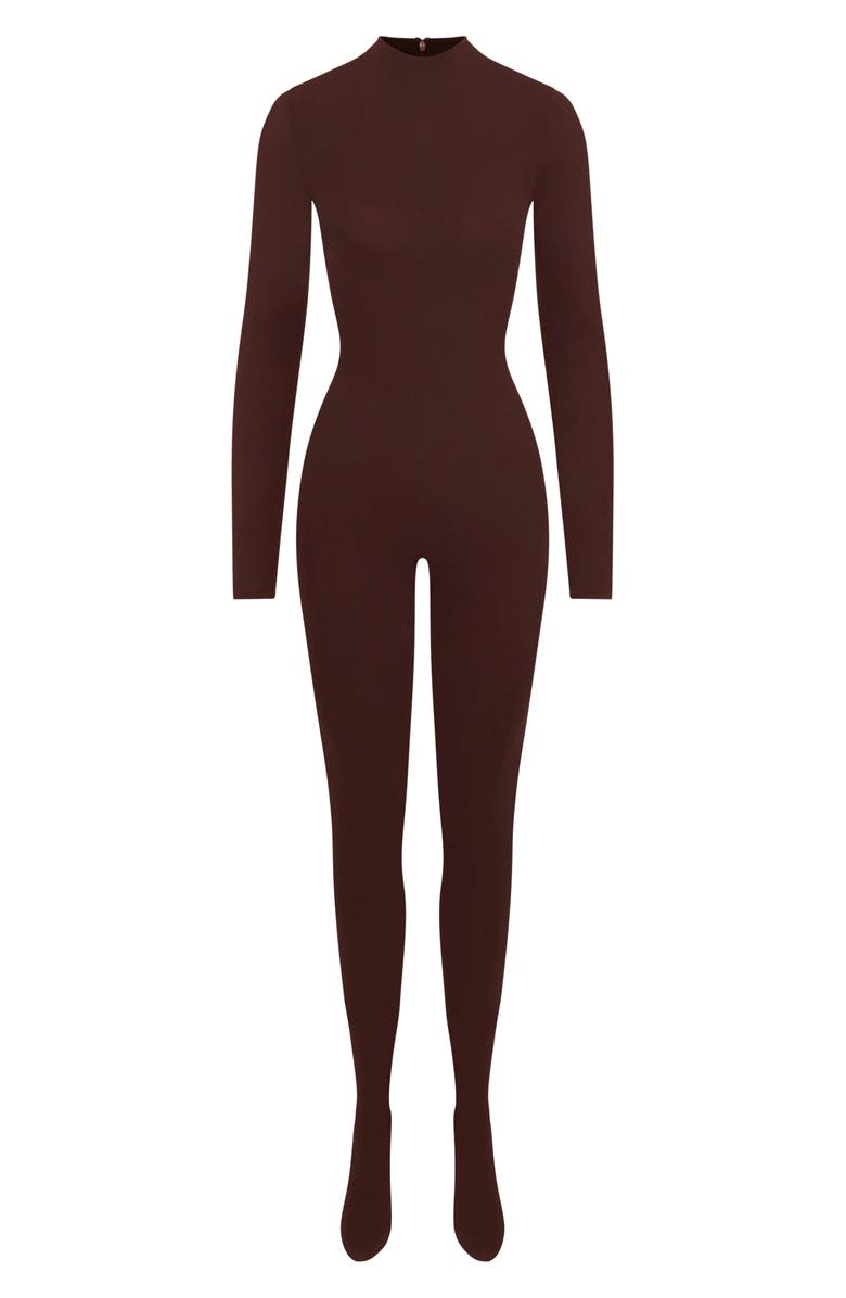 Naked Wardrobe Long Sleeve Closed Toe Jumpsuit, Alternate, color, Chocolate