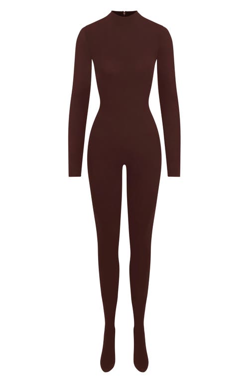 Naked Wardrobe Long Sleeve Closed Toe Jumpsuit In Chocolate