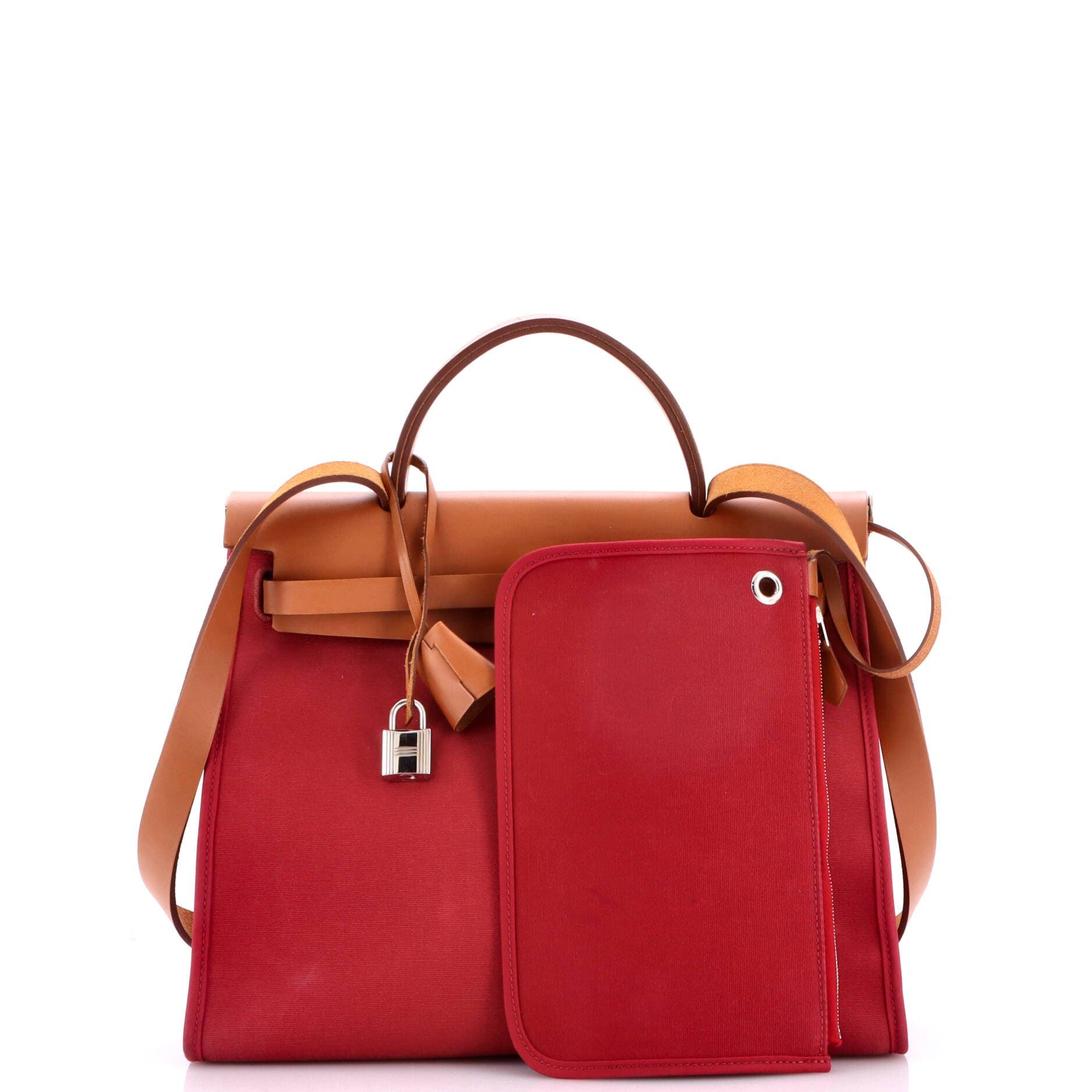 Herbag Zip Leather and Toile 31, Alternate, color, Red