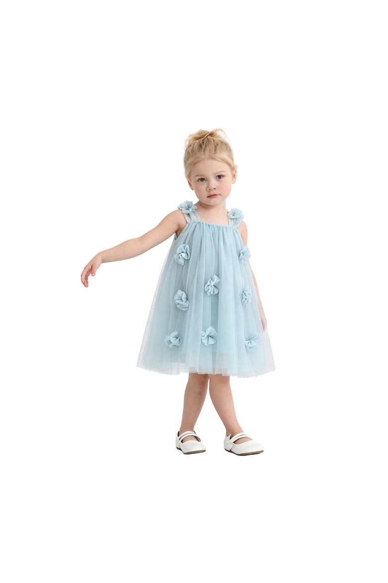 Flower-Embellished Tulle Dress, Alternate, color, Blue