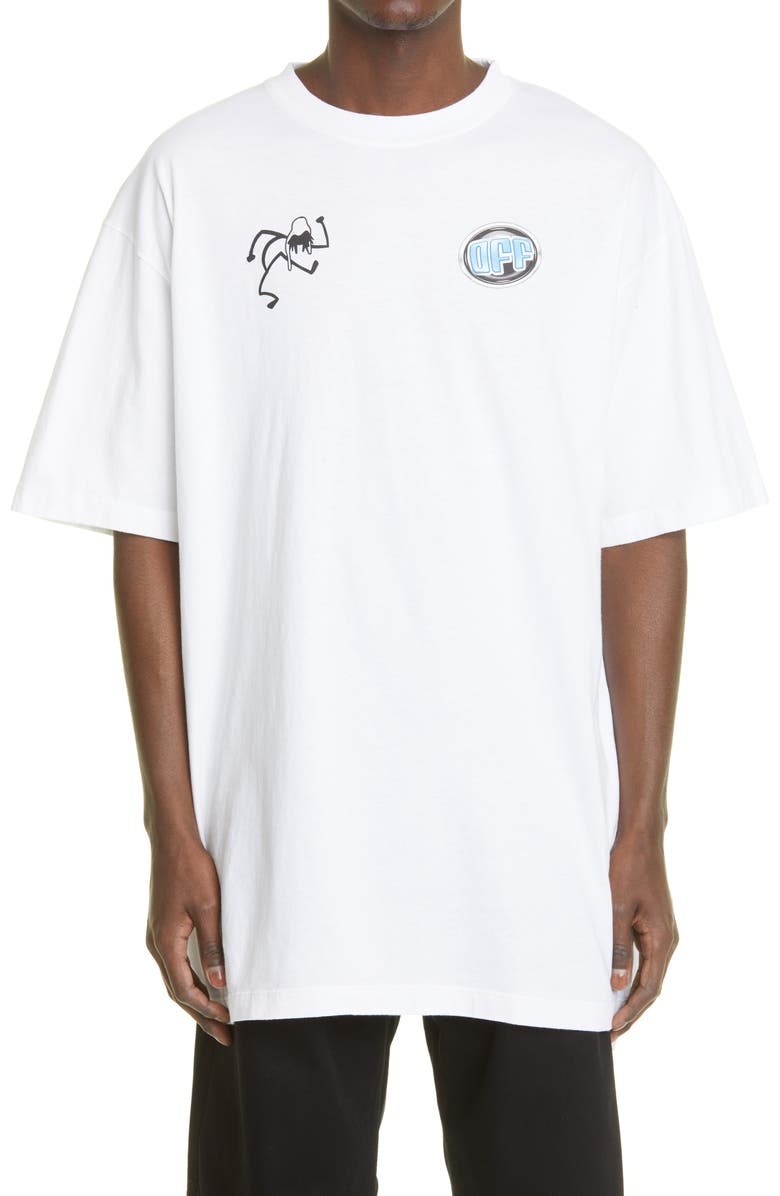 Off-White Men's DJ Play Extra Long Graphic Tee, Main, color,