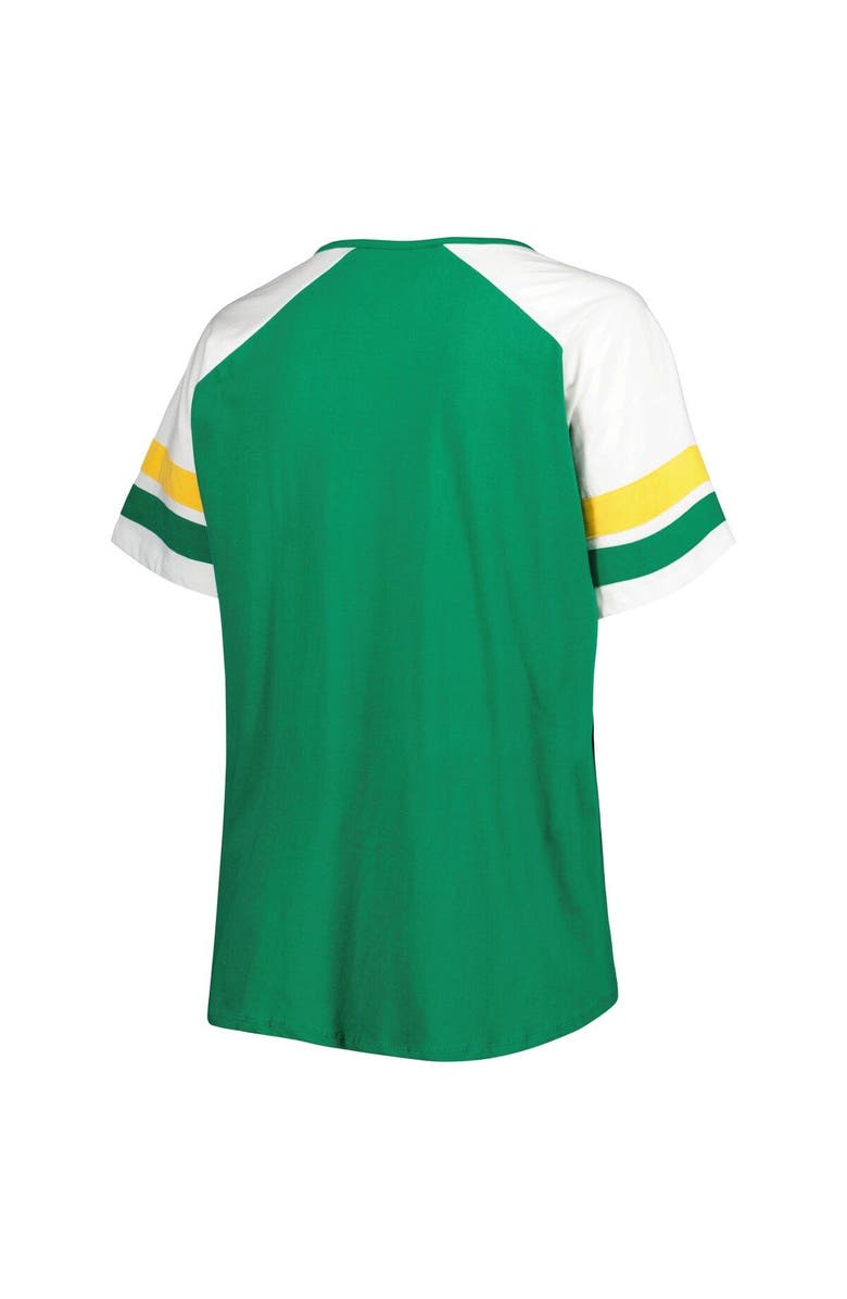 PROFILE Women's Green Oregon Ducks Plus Size Arch Raglan Notch Neck T-Shirt, Alternate, color, 