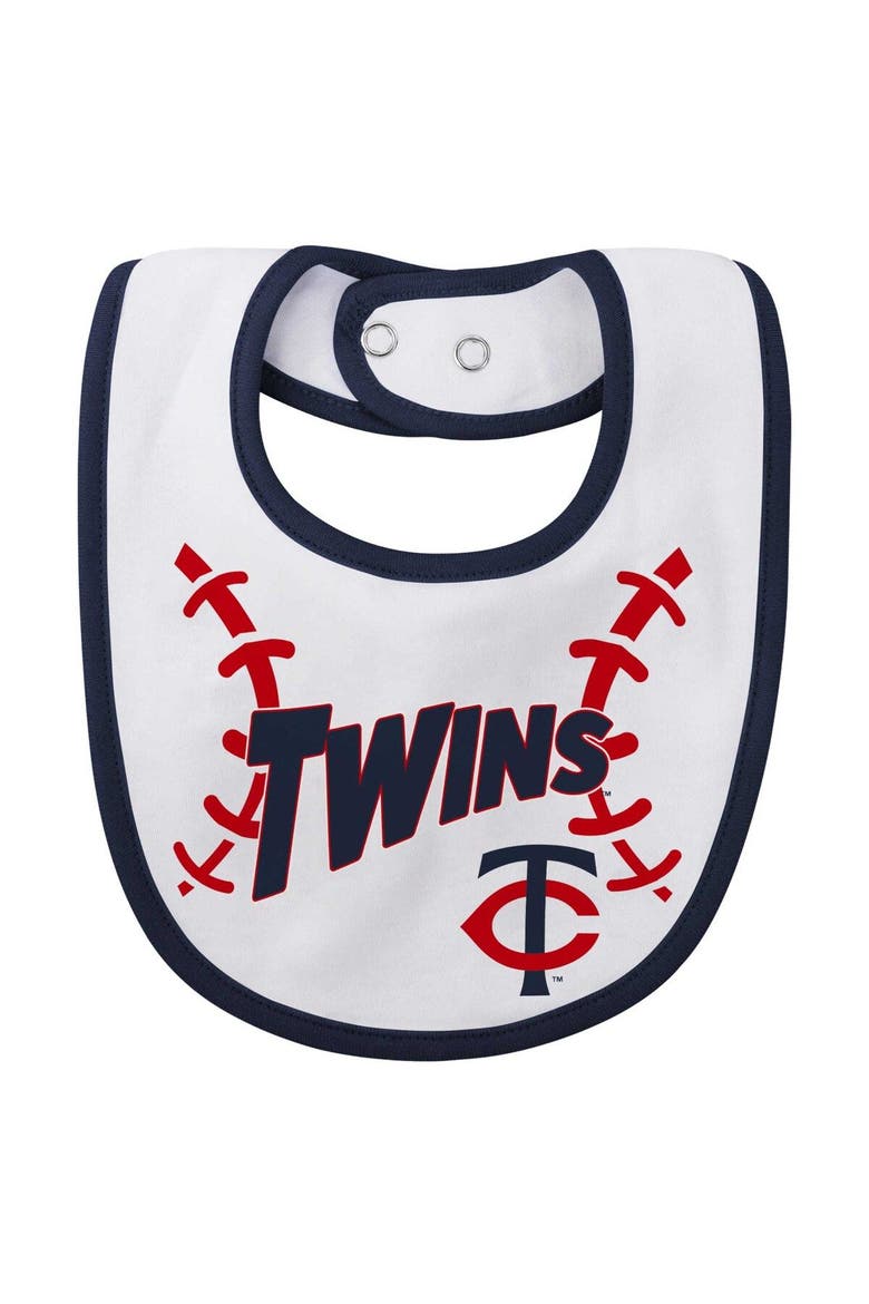 Newborn & Infant White Minnesota Twins Three-Piece Play Ball Raglan Bodysuit Booties & Bib Set, Alternate, color, White