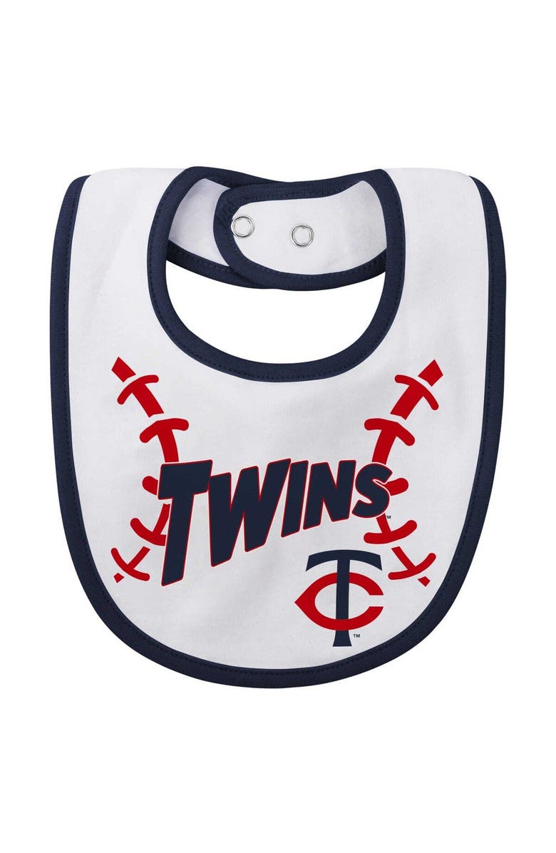 Outerstuff Newborn & Infant White Minnesota Twins Three-Piece Play Ball Raglan Bodysuit Booties & Bib Set, Alternate, color,
