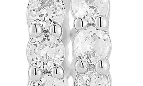 Chloe & Madison Chloe And Madison Double Row Pavé Cubic Zirconia Hoop Earrings In Silver