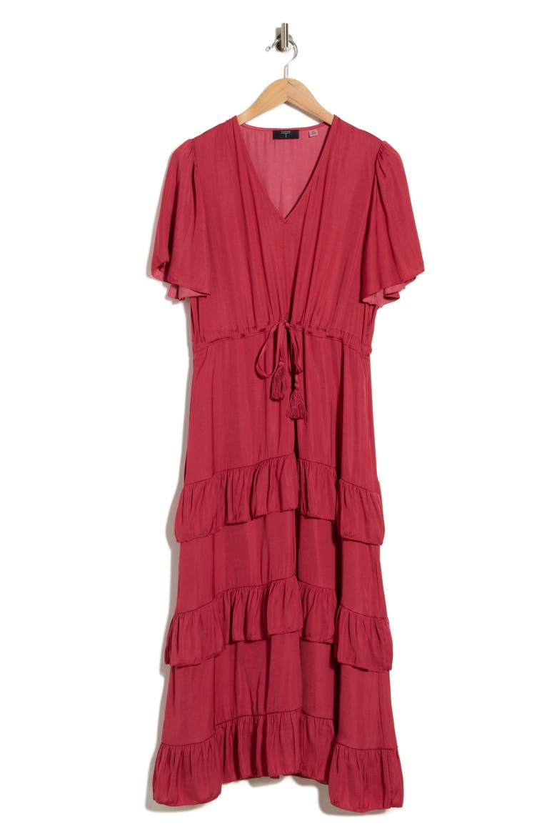 Short Sleeve Tiered Maxi Dress, Main, color, SUMMER ROSE