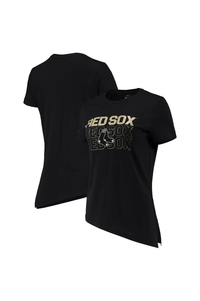 Women's Levelwear Black Boston Red Sox Birch Delta Asymmetrical T-Shirt, Main, color, Black