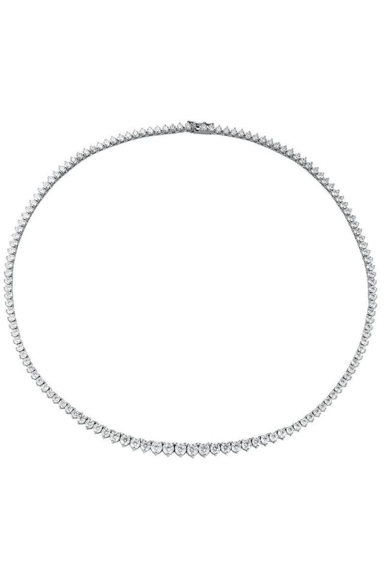 The Liz 3 Prong Graduated Tennis Necklace, Main, color, Silver