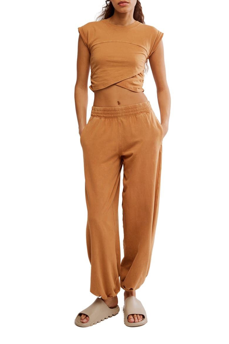 FP Movement Hot Shot Crossover T-Shirt & Joggers Set, Main, color, CAMEL