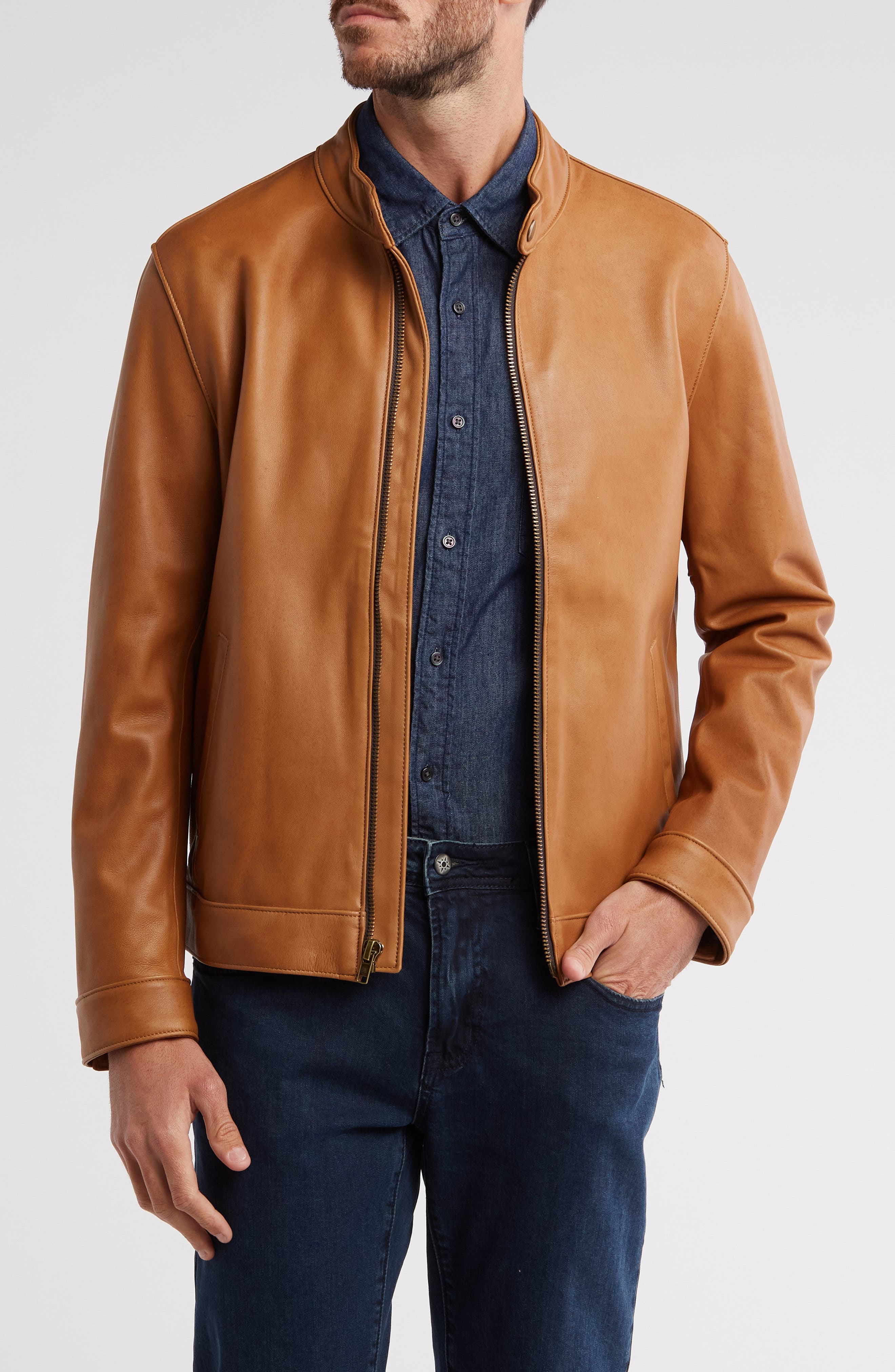 Cafe Leather Racer Jacket - image 5