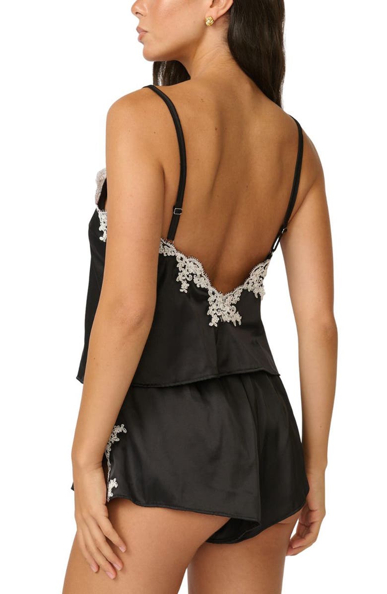 Kat The Label Cinderella Lace Trim Satin Tap Shorts, Alternate, color, Black