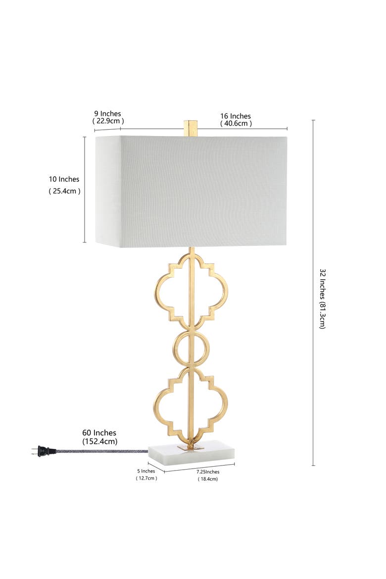 Selina Iron Ogee Trellis Modern LED Table Lamp, Alternate, color, Gold Leaf