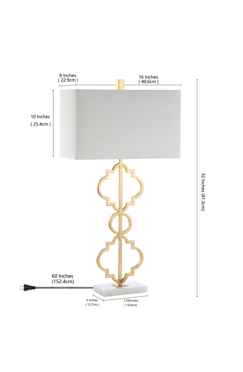 JONATHAN Y Selina Iron Ogee Trellis Modern LED Table Lamp, Alternate, color, Gold Leaf