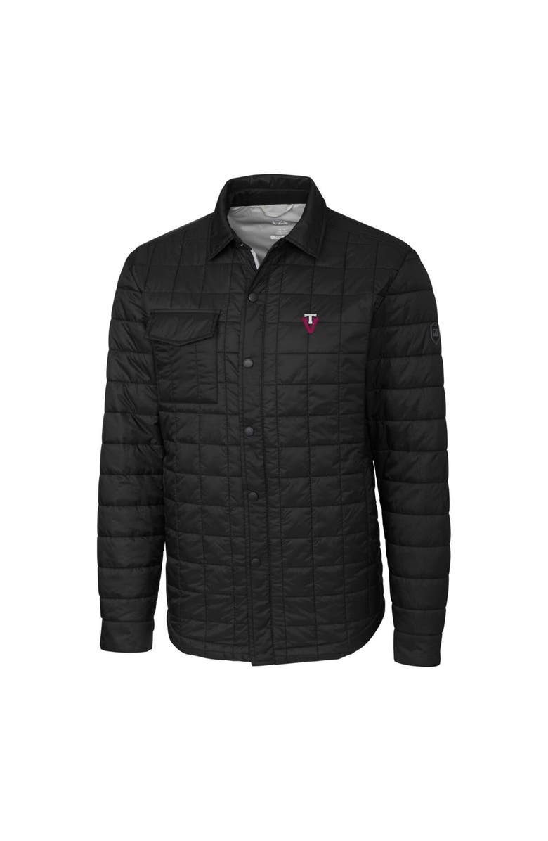 Cutter & Buck Men's Cutter & Buck Black Virginia Tech Hokies Team Logo Big & Tall Rainier PrimaLoft Eco Insulated Quilted Button-Up Shacket, Alternate, color, 