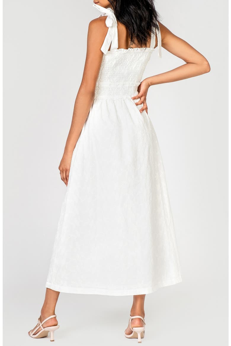 Angel in Disguise Smocked Tie Strap Dress, Alternate, color, WHITE
