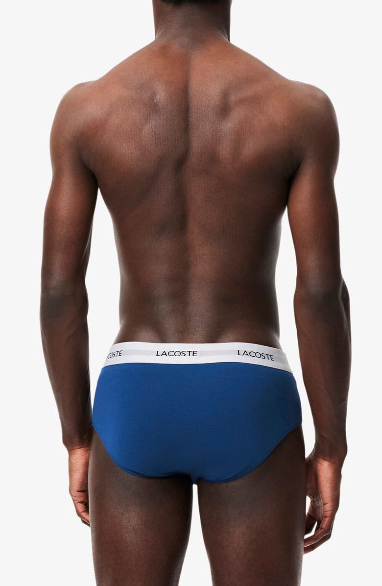 Lacoste Assorted 3-Pack Stretch Cotton Briefs, Alternate, color, Globe/ Argentine Blue-Navy