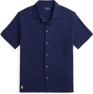 Polo Ralph Lauren Waffle Knit Cotton & Linen Camp Shirt