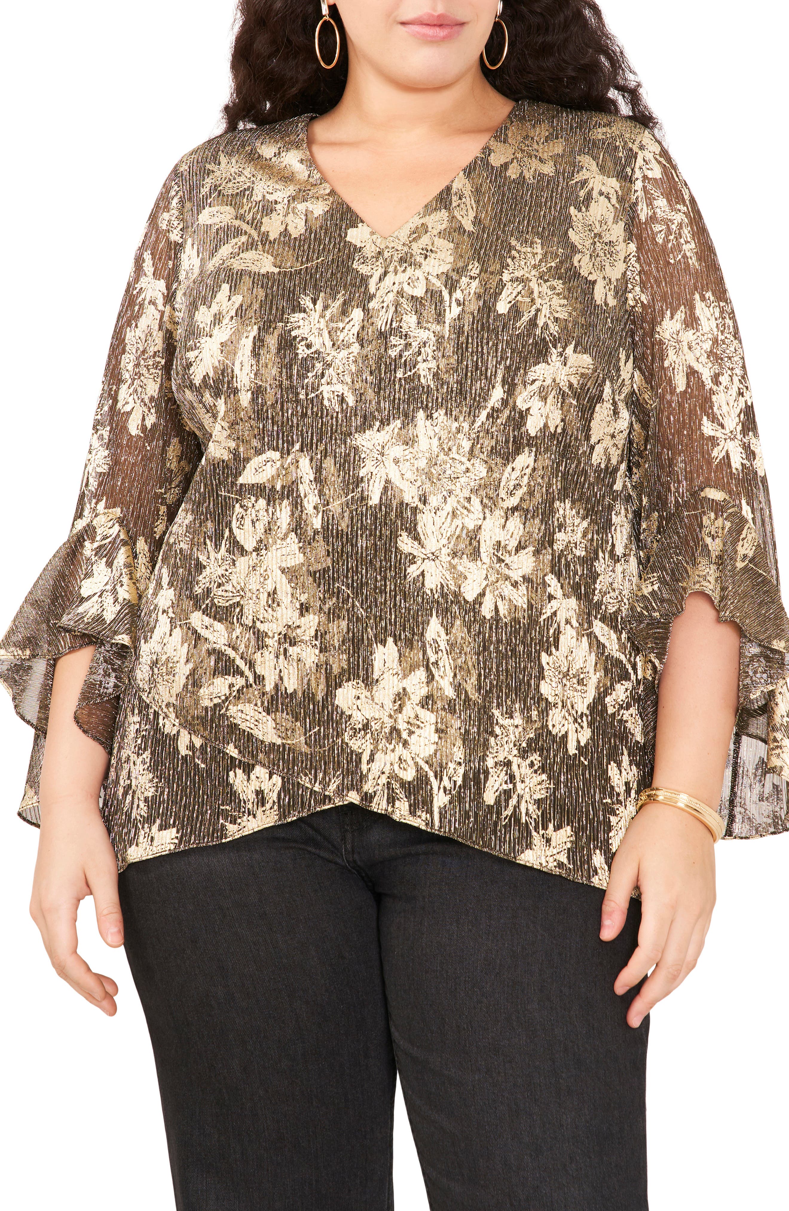 Vince Camuto Metallic Layered Hem Top | Nordstrom