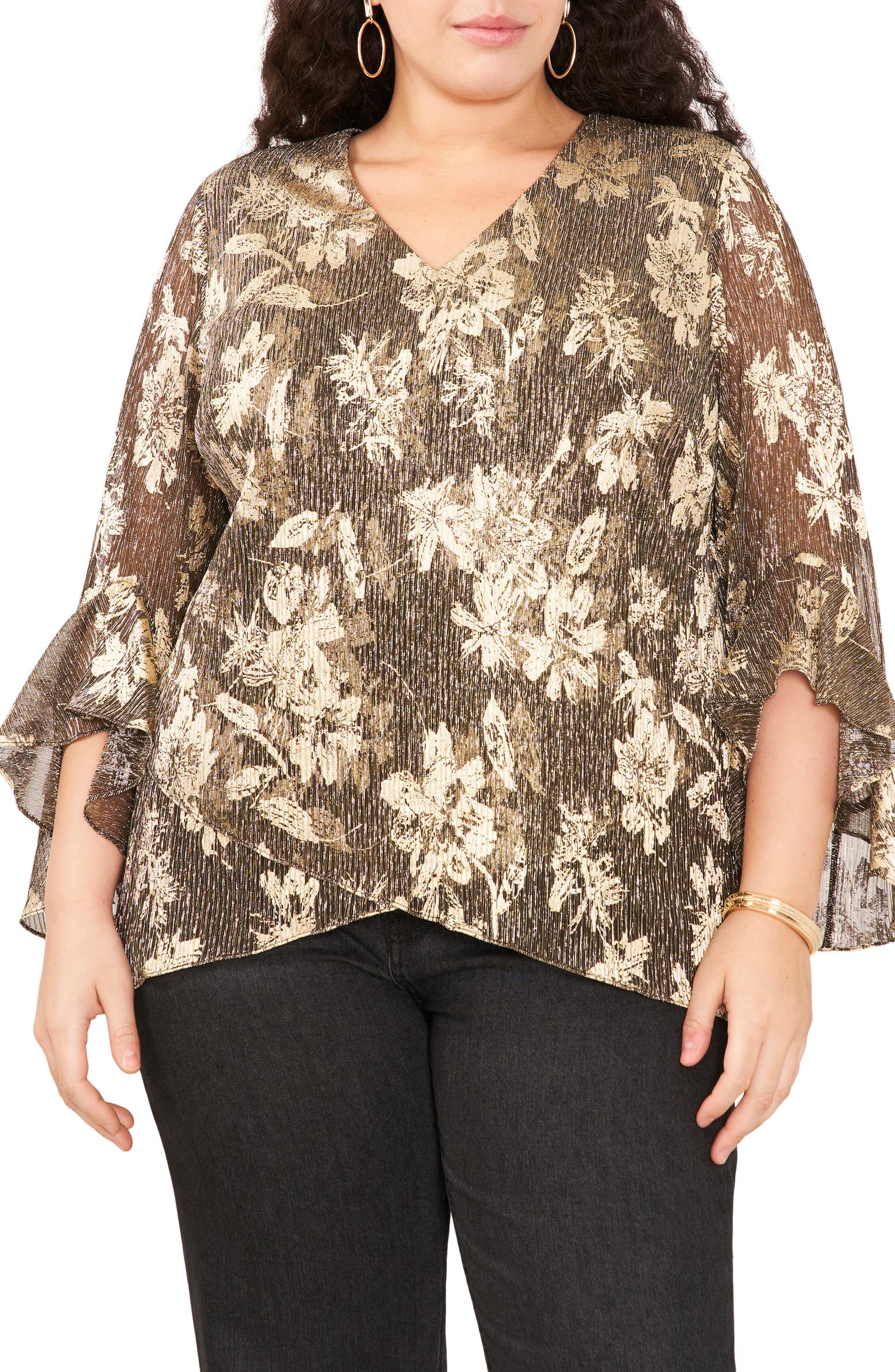 Vince Camuto Metallic Layered Hem Top | Nordstrom