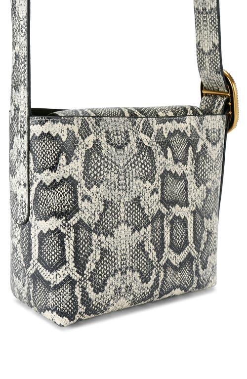 Kurt Geiger London Small Chelsea Snake Embossed Leather Bucket Bag In Open White