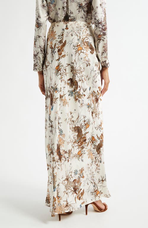 Shop L Agence L'agence Zeta Jungle Print Satin Maxi Skirt In Ecru Multi Tapestry Jungle