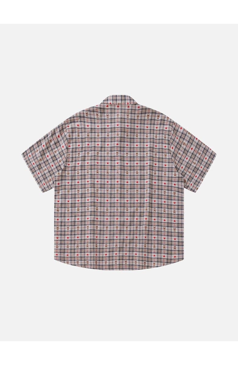 AELFRIC EDEN Crochet Heart Pocket Plaid Shirt, Alternate, color, Red