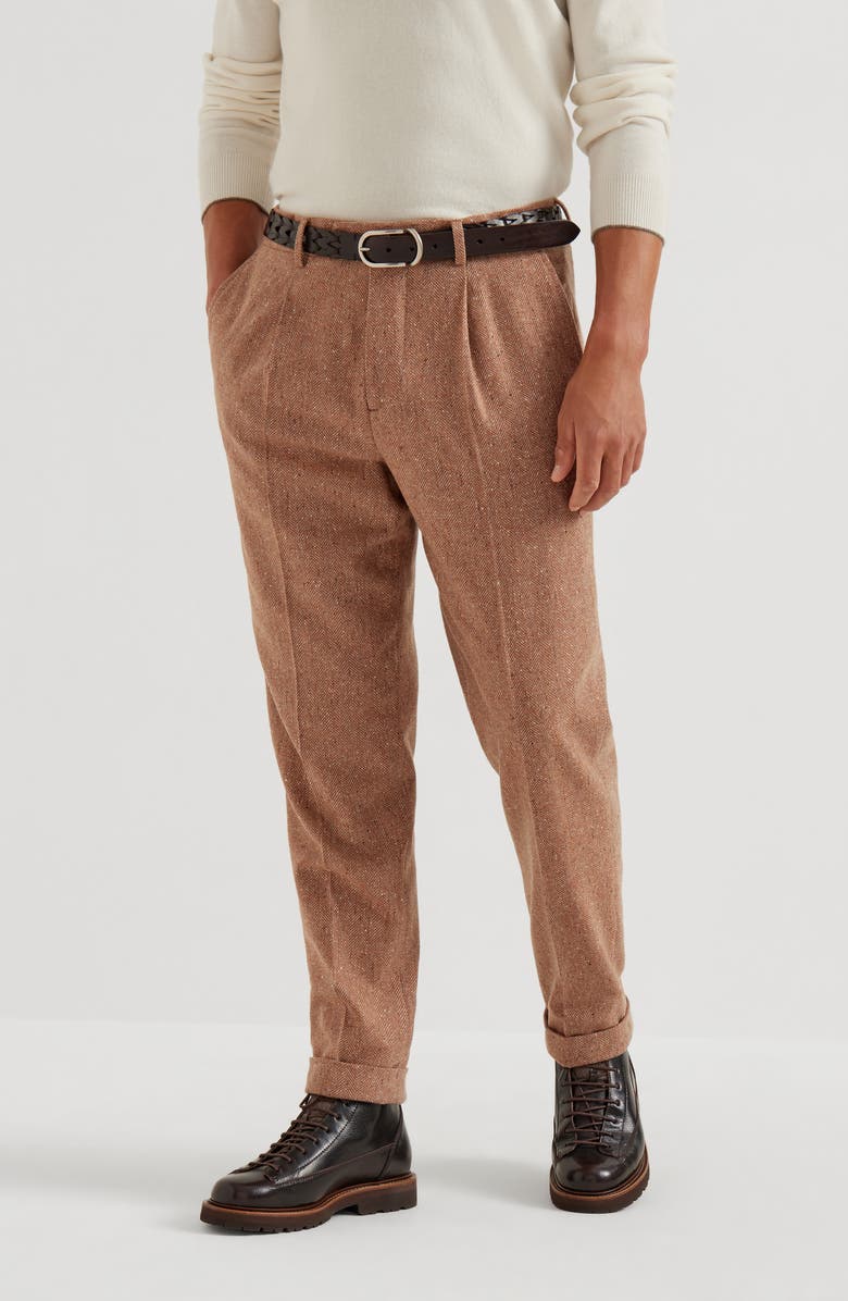 Brunello Cucinelli Chevron trousers, Alternate, color, Light Brown