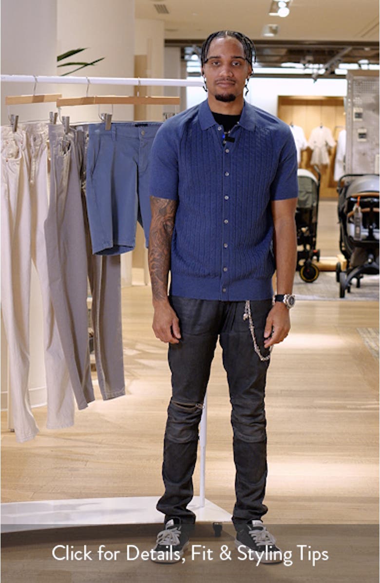 Cable Stitch Cotton Button-Up Polo Sweater, sales video thumbnail