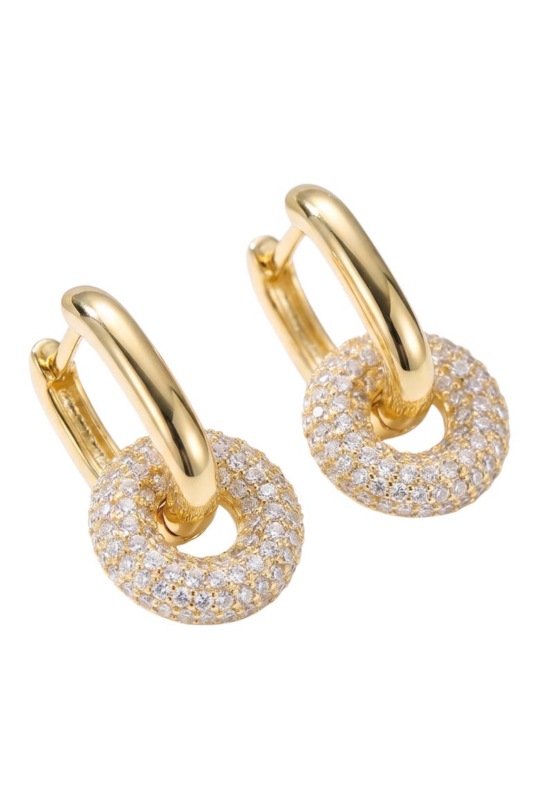 Interlocking Hoops Pavé Earrings, Main, color, GOLD/ SILVER