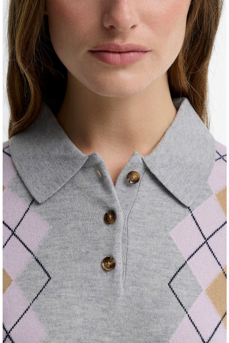 Fawne Argyle Merino Wool Sweater, Alternate, color, GREY MULTI