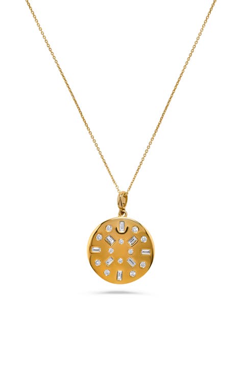 Mosaic Diamond Disc Pendant Necklace