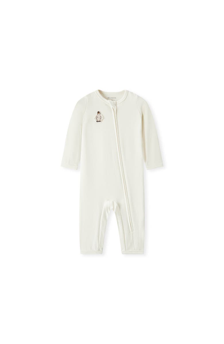 Milkbarn Brushed Zipper Pajama, Main, color, White