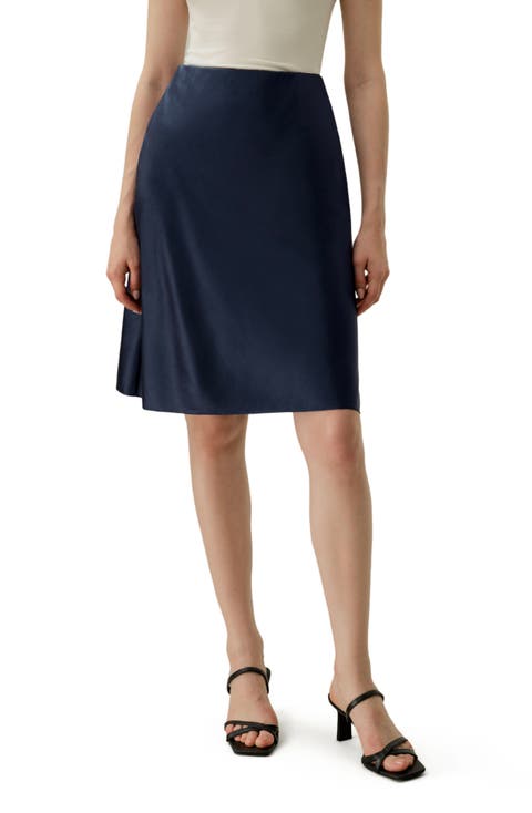 Women's Stretchy Charmeuse Silk Minimalist Skirt