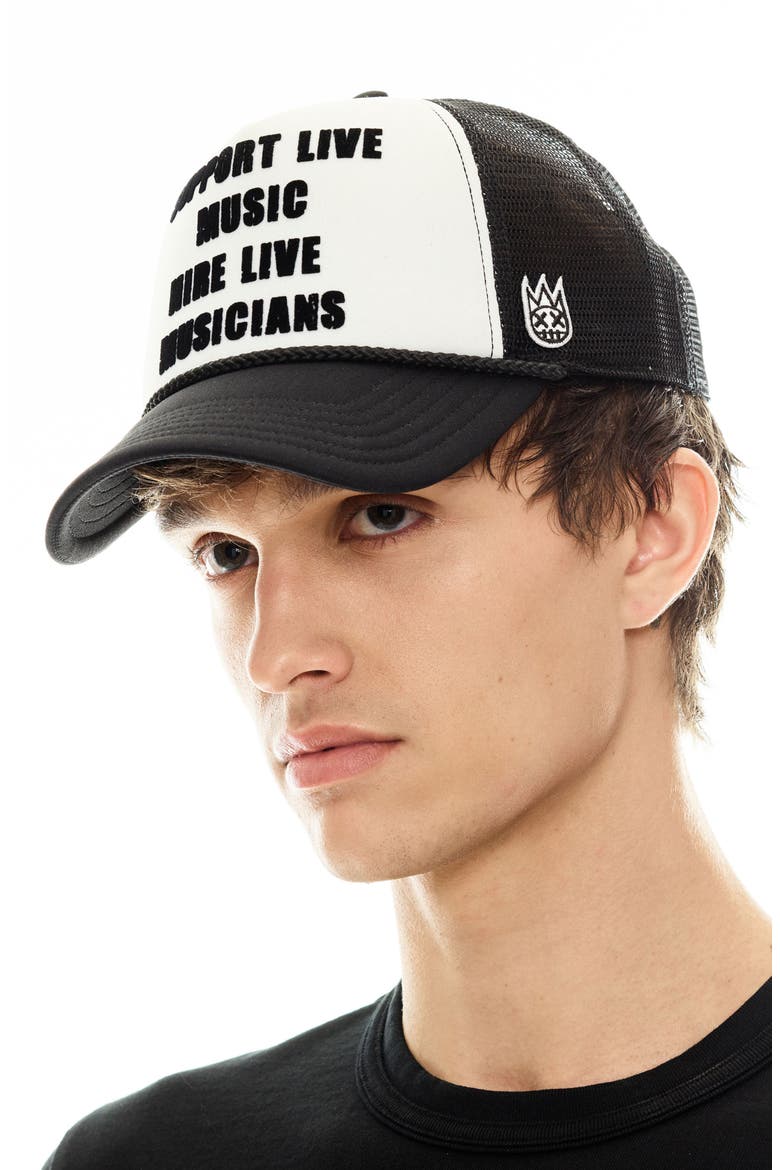 Support Live Music Trucker Hat, Alternate, color, WHITE