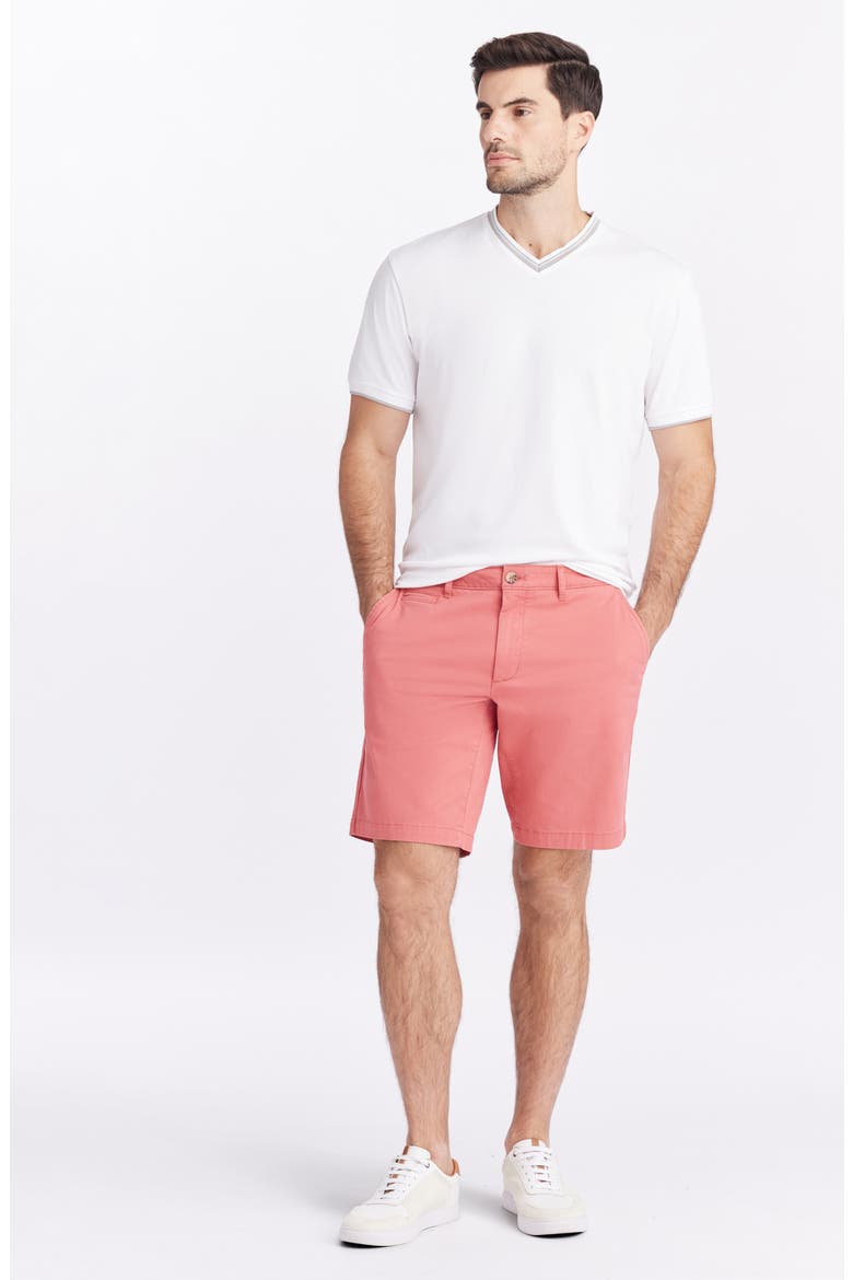 Brightside Flat Front Stretch Cotton Chino Shorts, Alternate, color, HOLLY BERRY