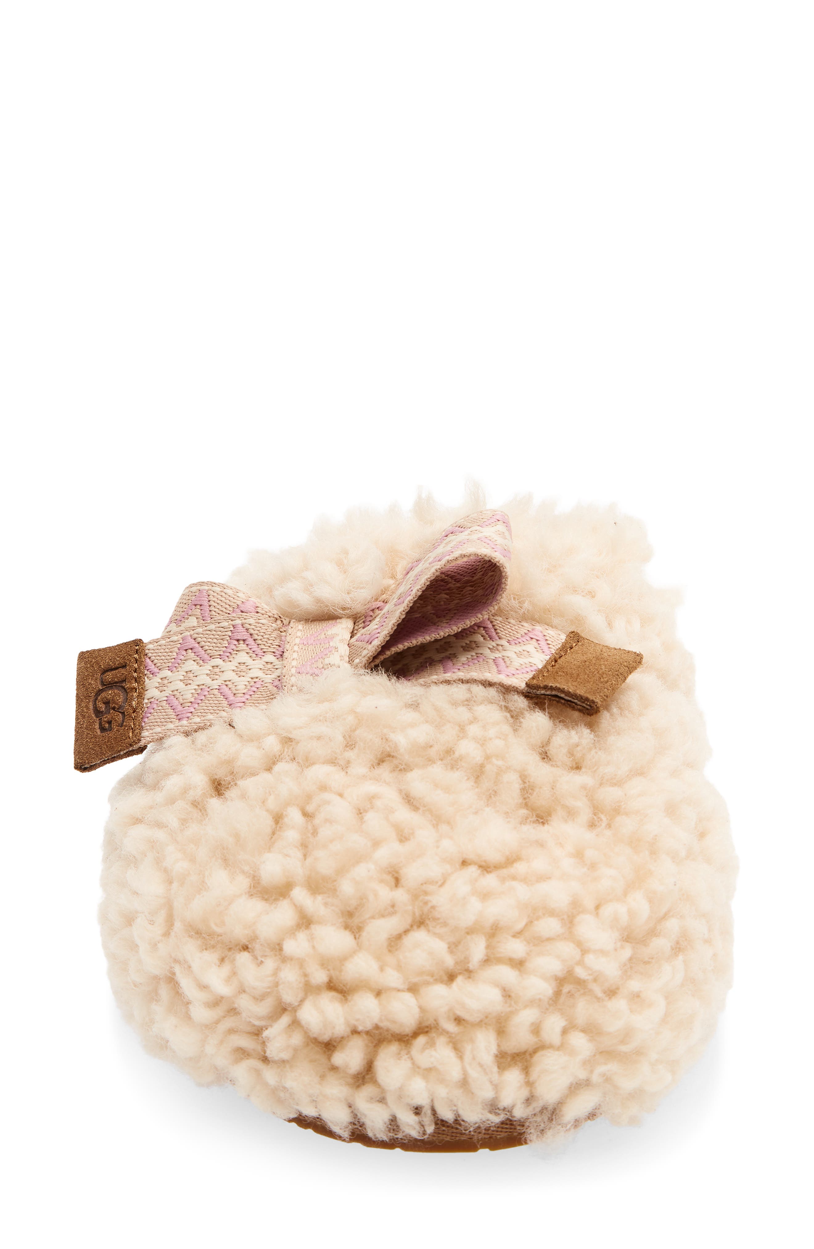 Maxi Curly Genuine Shearling Scuff Slipper (Nordstrom Exclusive), Alternate, color, NATURAL/ DUSTY ORCHID