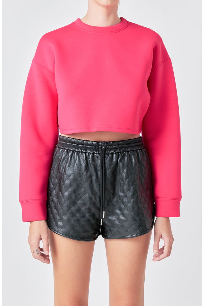 Cropped Pullover Sweatshirt, Main, color, HOT PINK