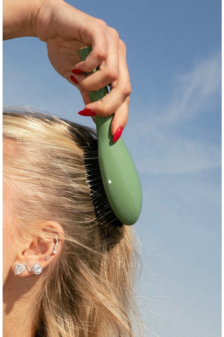 N.02 The Small Care & Detangling Hairbrush, Alternate, color, ALMOND GREEN
