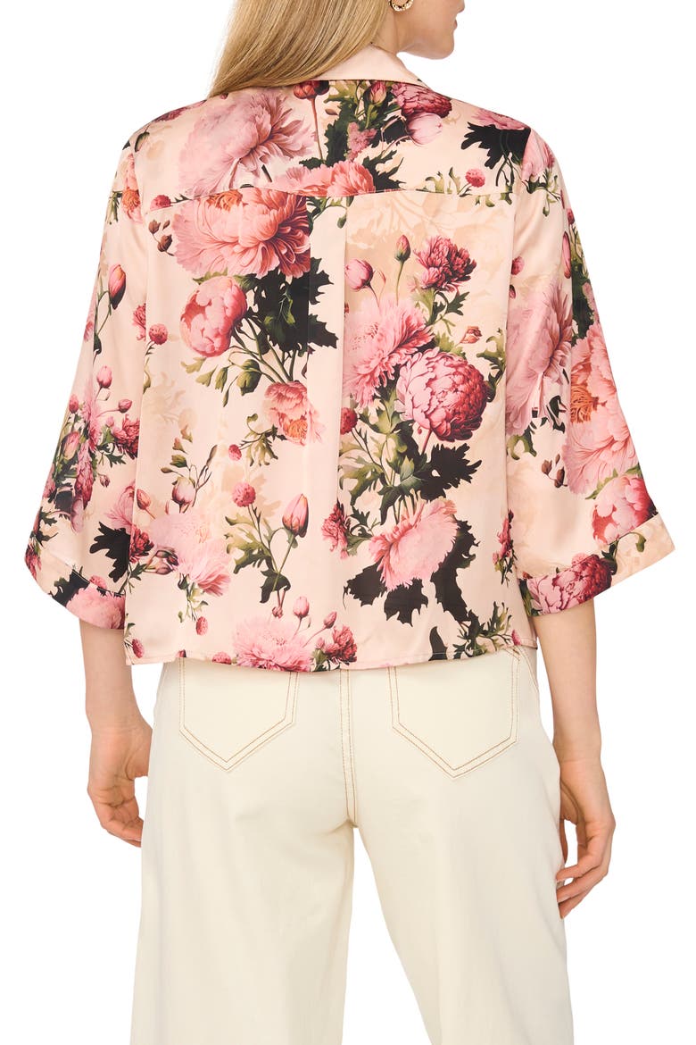 Floral Tie Front Top, Alternate, color, CREAM TAN