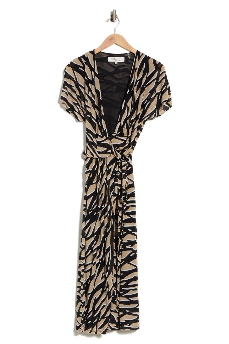 Surplice Neck Midi Wrap Dress, Alternate, color, SHADOW TWIG MED HORIZONTAL
