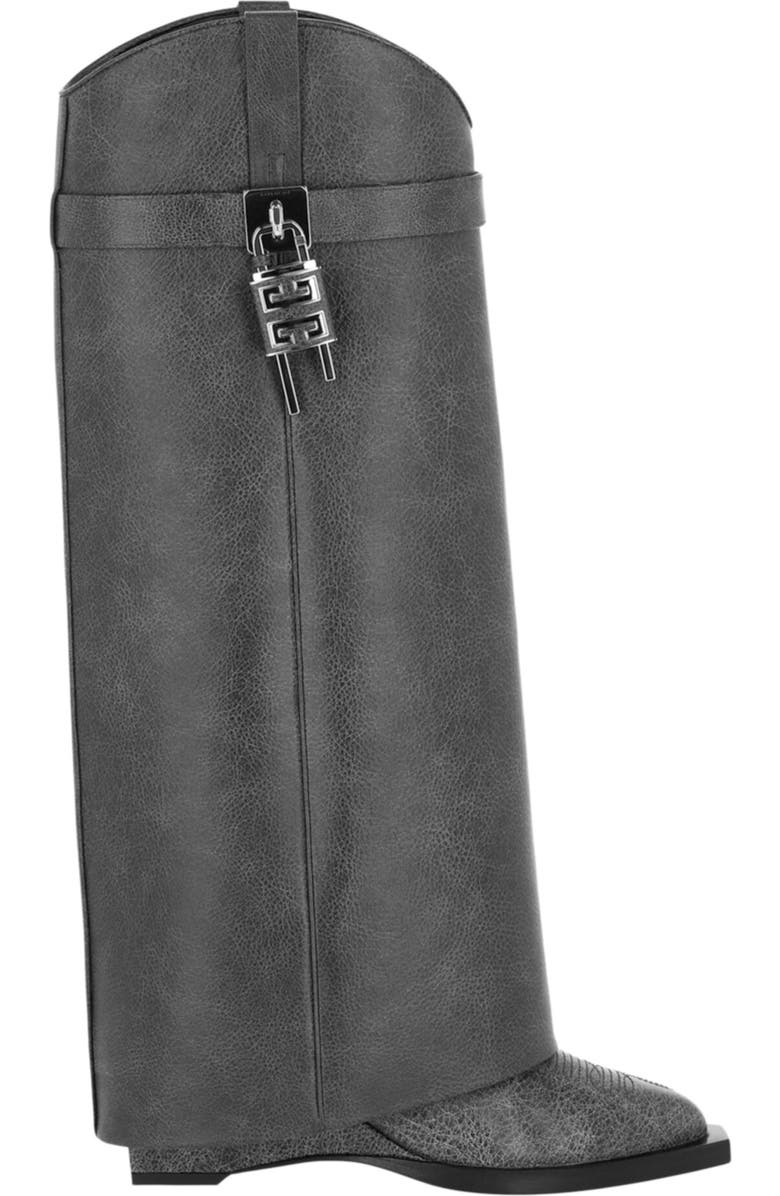 Givenchy Shark Lock Leather Cowboy Boot, Alternate, color, Black