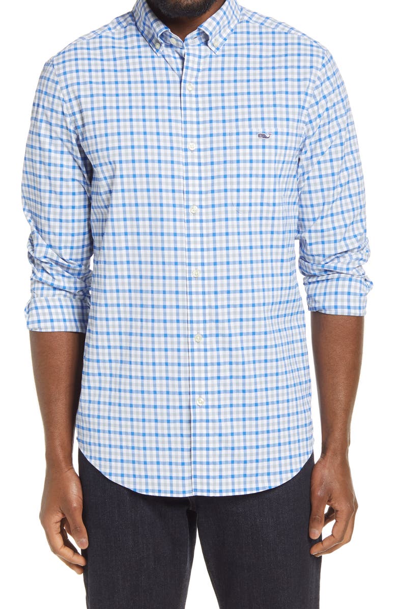 vineyard vines Grouper Classic Fit Plaid Button-Down Performance Shirt, Main, color, 