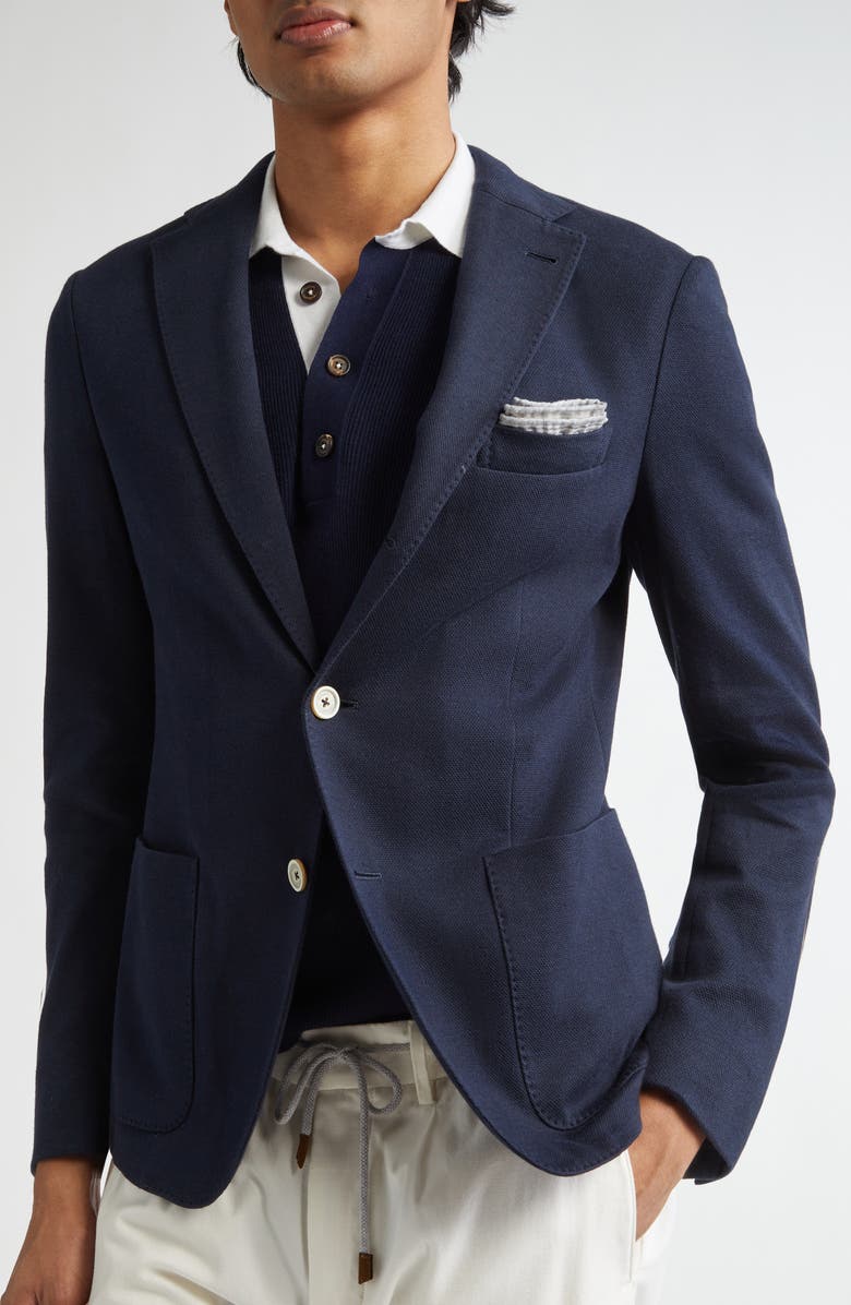 Eleventy Cotton & Cashmere Sport Coat with Removable Hooded Bib, Alternate, color, 11N New Blue