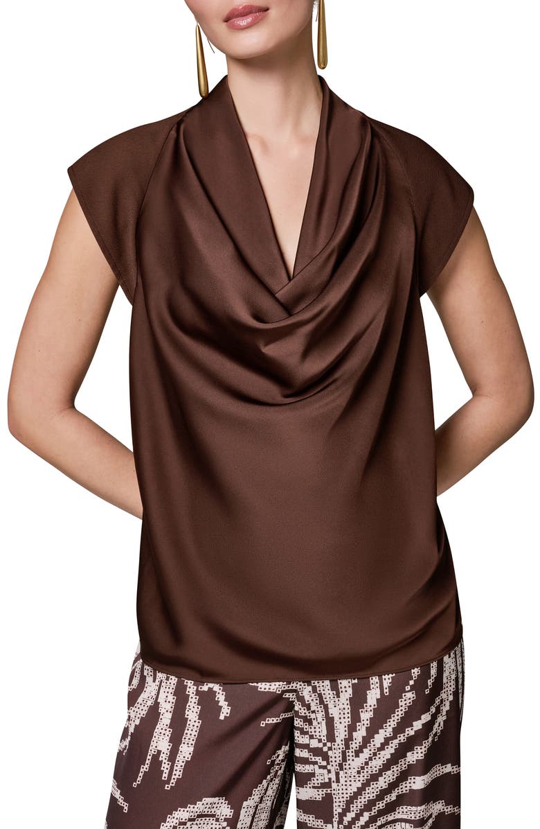 Donna Karan New York Cowl Neck Mixed Media Top, Main, color,