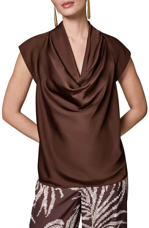 Cowl Neck Mixed Media Top